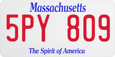 MA license plate 5PY809