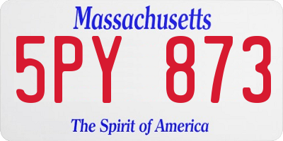 MA license plate 5PY873
