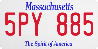 MA license plate 5PY885