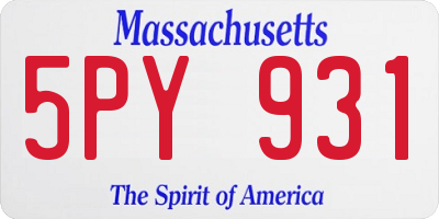 MA license plate 5PY931