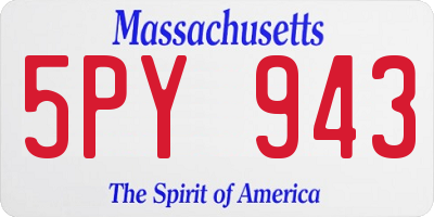 MA license plate 5PY943