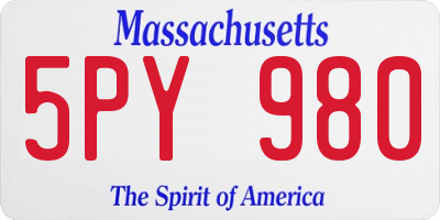 MA license plate 5PY980