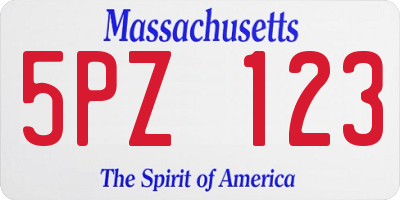 MA license plate 5PZ123
