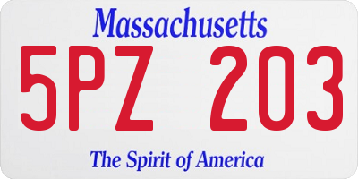 MA license plate 5PZ203