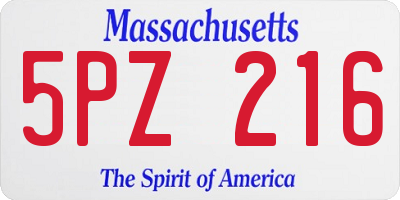 MA license plate 5PZ216