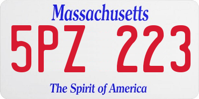MA license plate 5PZ223