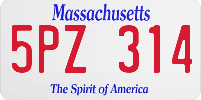 MA license plate 5PZ314