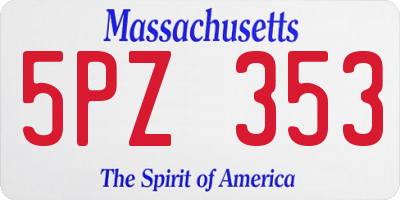 MA license plate 5PZ353