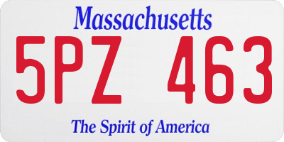 MA license plate 5PZ463