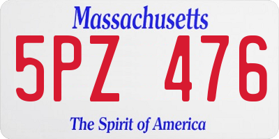 MA license plate 5PZ476