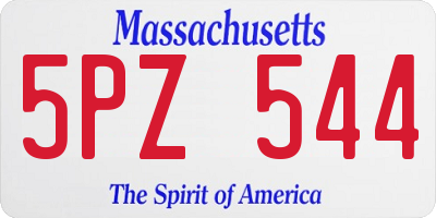 MA license plate 5PZ544