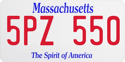 MA license plate 5PZ550