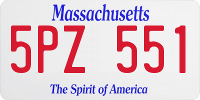 MA license plate 5PZ551