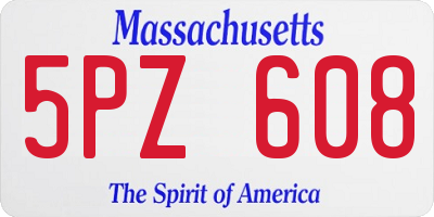 MA license plate 5PZ608