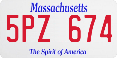 MA license plate 5PZ674