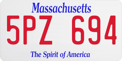 MA license plate 5PZ694