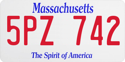 MA license plate 5PZ742