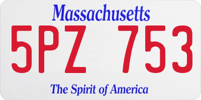 MA license plate 5PZ753
