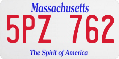 MA license plate 5PZ762