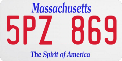 MA license plate 5PZ869