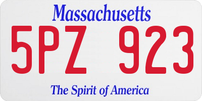 MA license plate 5PZ923