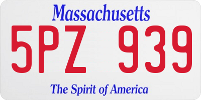 MA license plate 5PZ939