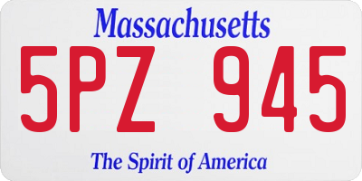MA license plate 5PZ945