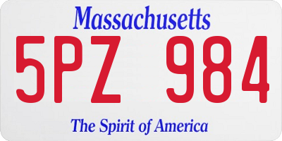 MA license plate 5PZ984