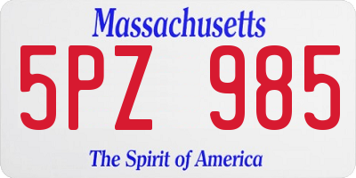 MA license plate 5PZ985