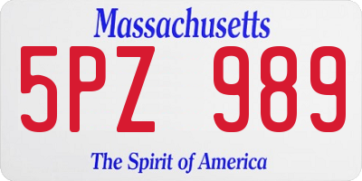 MA license plate 5PZ989
