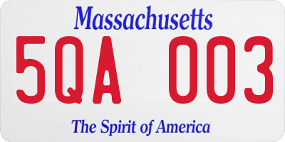 MA license plate 5QA003