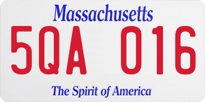 MA license plate 5QA016