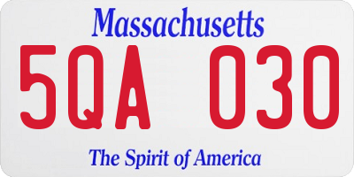 MA license plate 5QA030