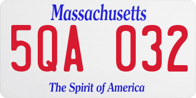 MA license plate 5QA032
