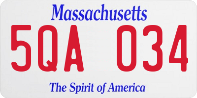 MA license plate 5QA034