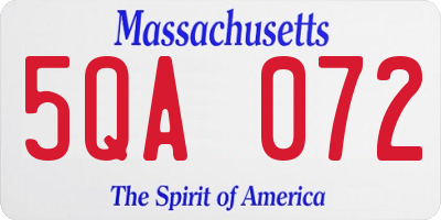 MA license plate 5QA072
