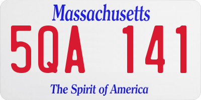 MA license plate 5QA141