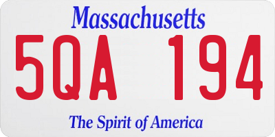 MA license plate 5QA194