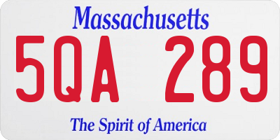 MA license plate 5QA289