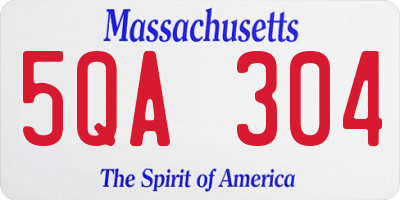MA license plate 5QA304