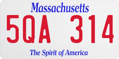 MA license plate 5QA314