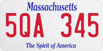 MA license plate 5QA345