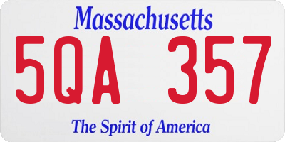 MA license plate 5QA357