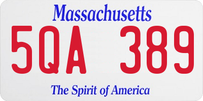 MA license plate 5QA389