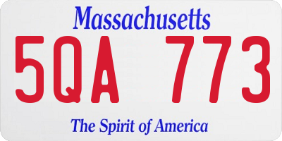 MA license plate 5QA773
