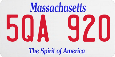MA license plate 5QA920