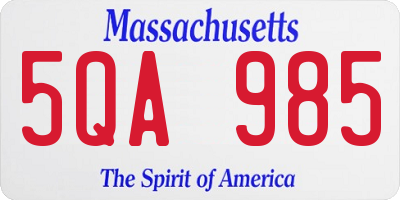 MA license plate 5QA985