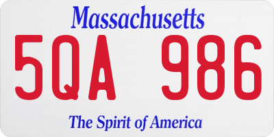 MA license plate 5QA986