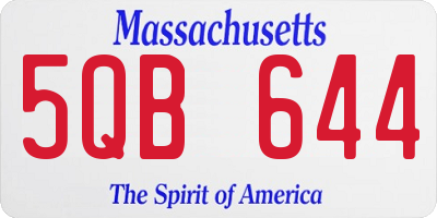 MA license plate 5QB644