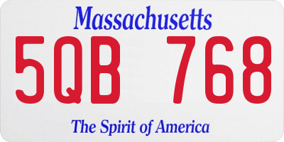MA license plate 5QB768